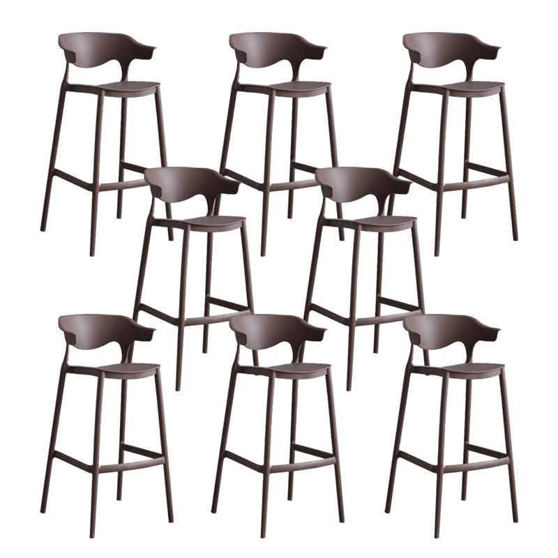 Contemporary Plastic Low Back Counter Stool Plastic Furniture in Matte Finish for Indoor Coffee 8 Piece Set Clearhalo 'Bar Furniture' 'Bar Stools' 'bar_stools' 'furn' 'furn_bar_stools' 'Furniture' 'Kitchen & Dining Furniture' 5700412