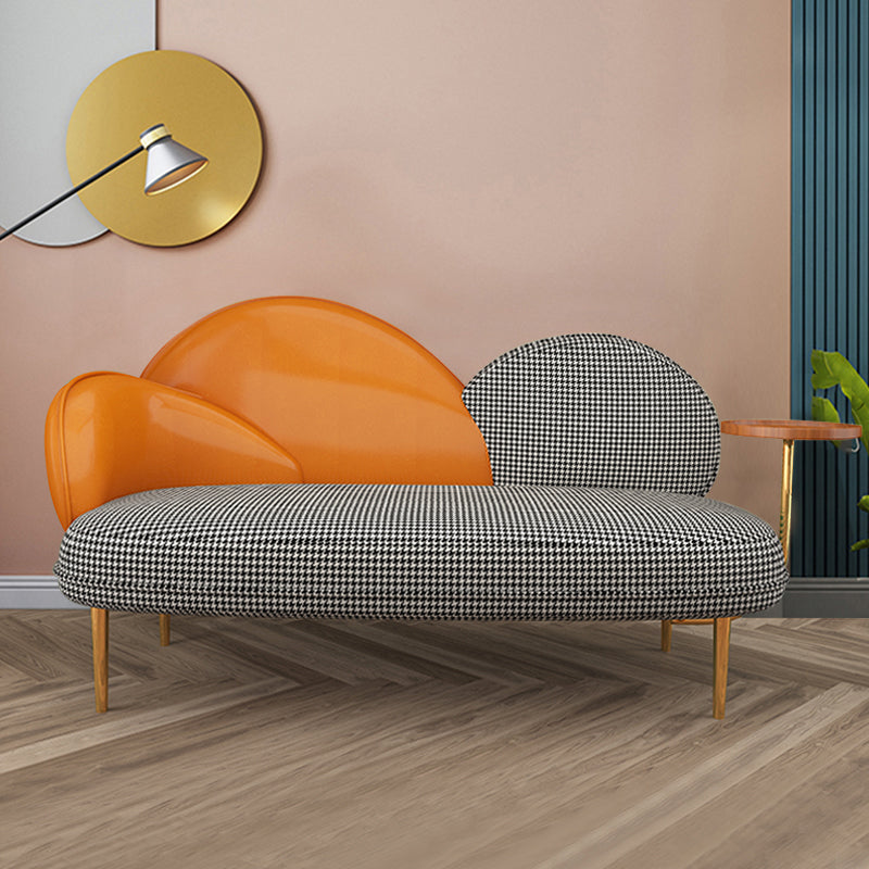 Hedendaagse gebogen bank hellende armbank met opslaglade voor woonkamer