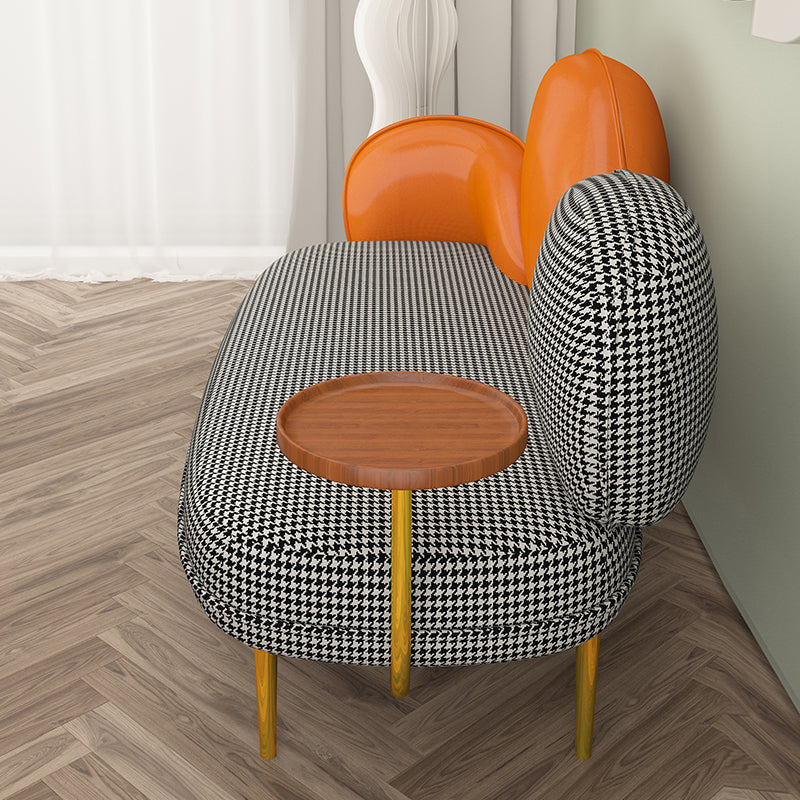 Hedendaagse gebogen bank hellende armbank met opslaglade voor woonkamer