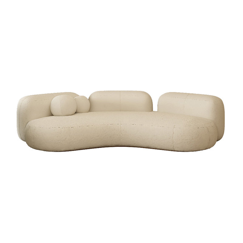 31.49" Wide Wool Curved Sofa Armless Sofa for Living Room, Apartment Cream Clearhalo 'furn' 'furn_sofas' 'Furniture' 'Living Room Furniture' 'Sofa' 'sofas' 5701522