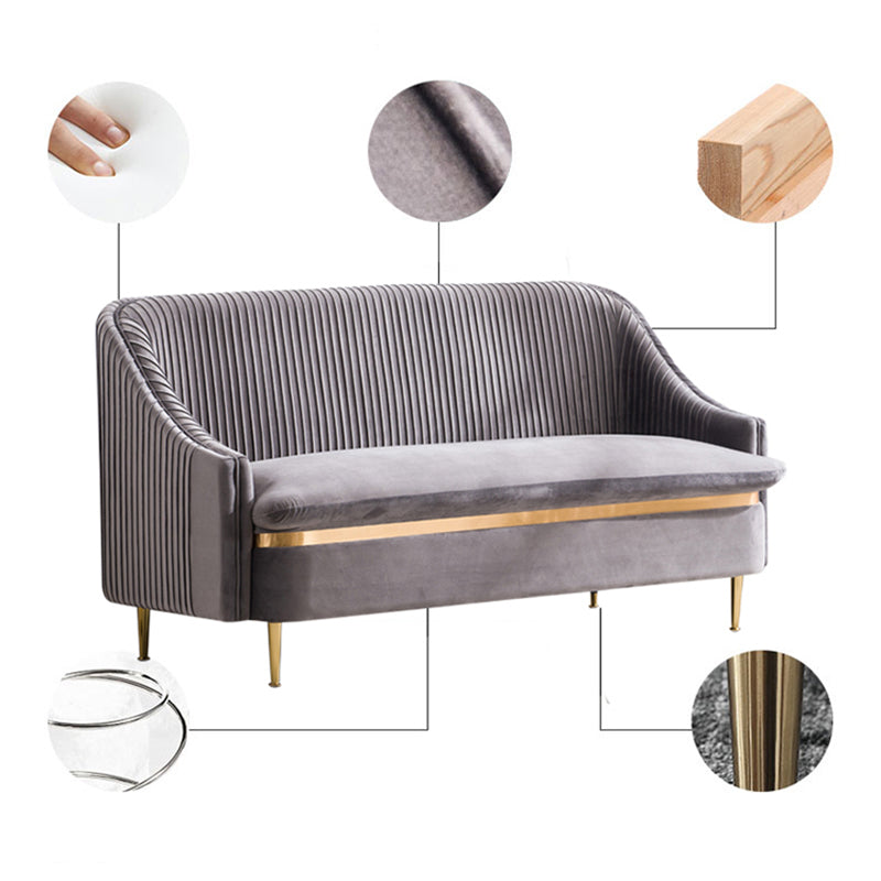 Divano a braccio inclinato contemporaneo con divano in velluto posteriore cuscino cuscino