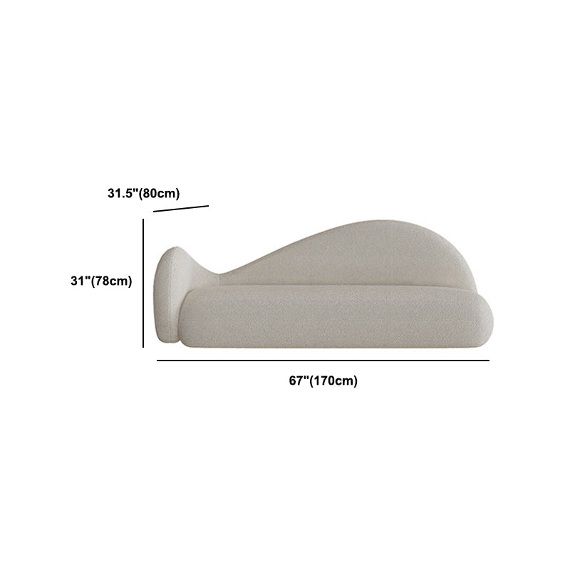 Velvet Tuxedo Arm Curved Sofa White Contemporary Sofa for Apartment