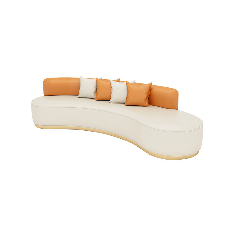 Faux Leather Armless Curved Sofa Contemporary Moon Shape Sofa Clearhalo 'furn' 'furn_sofas' 'Furniture' 'Living Room Furniture' 'Sofa' 'sofas' 5701708