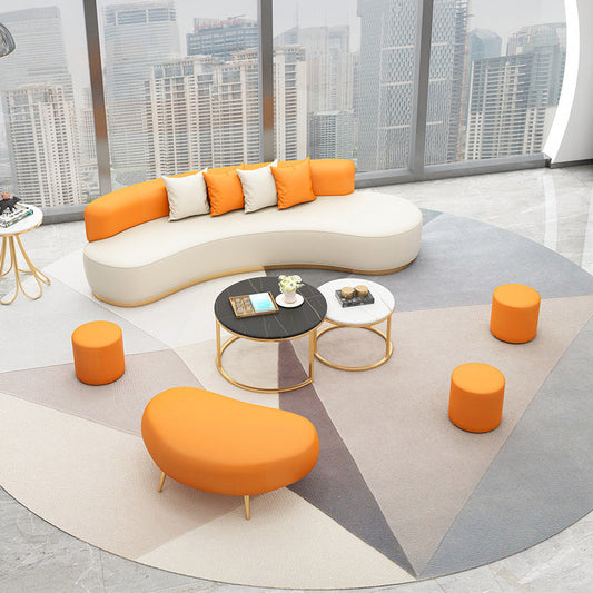 Faux Leather Armless Curved Sofa Contemporary Moon Shape Sofa Clearhalo 'furn' 'furn_sofas' 'Furniture' 'Living Room Furniture' 'Sofa' 'sofas' 5701710