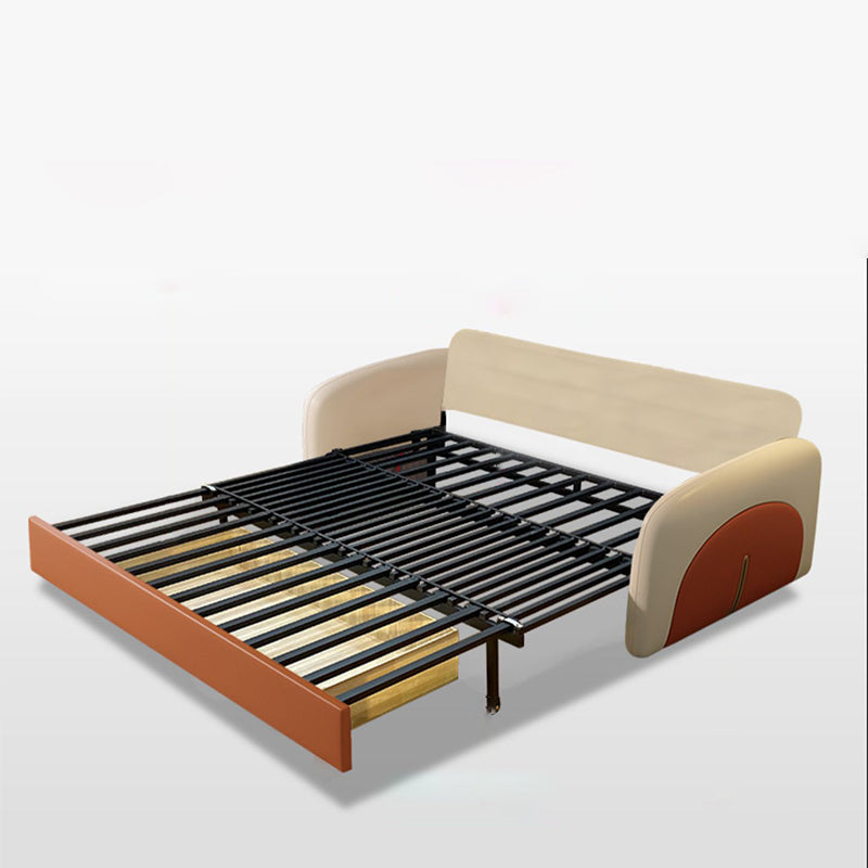 Faux Leather Square Arm Sofa Bed Contemporary Stain Resistant Convertible Sofa Clearhalo 'furn' 'furn_sofas' 'Furniture' 'Living Room Furniture' 'Sofa' 'sofas' 5701824