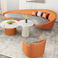 Faux Leather Sloped Arm Curved Sofa Contemporary Moon Shape Sofa