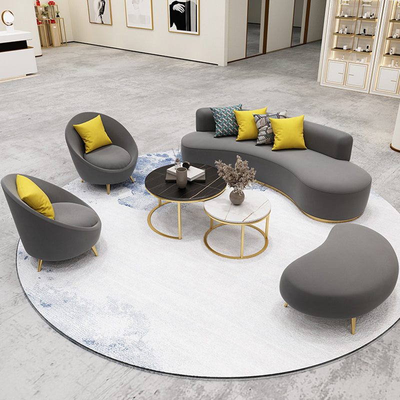 Velvet eigentijdse gebogen bank Standaard armloze bank voor woonkamer
