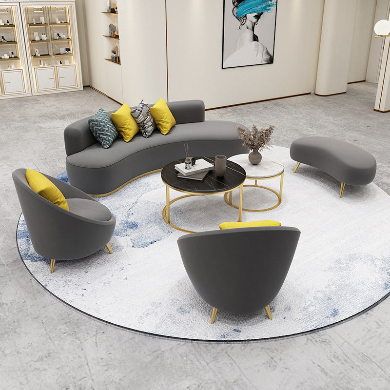 Velvet eigentijdse gebogen bank Standaard armloze bank voor woonkamer