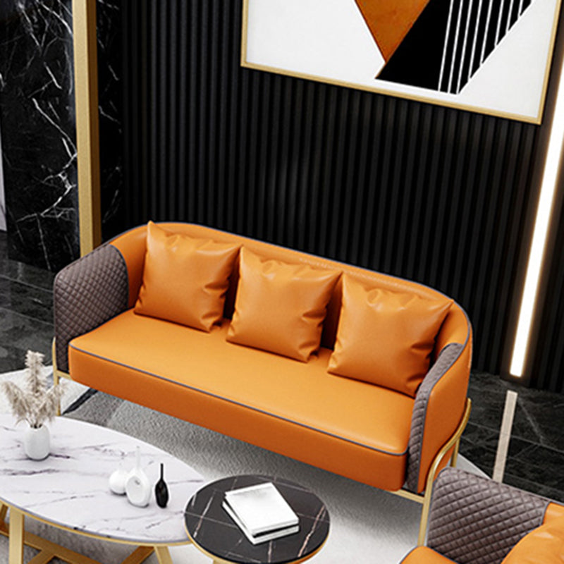 Moderne faux lederen bank met kussen terug voor woonkamer bank