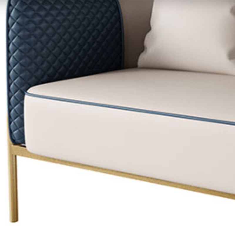 Moderne faux lederen bank met kussen terug voor woonkamer bank