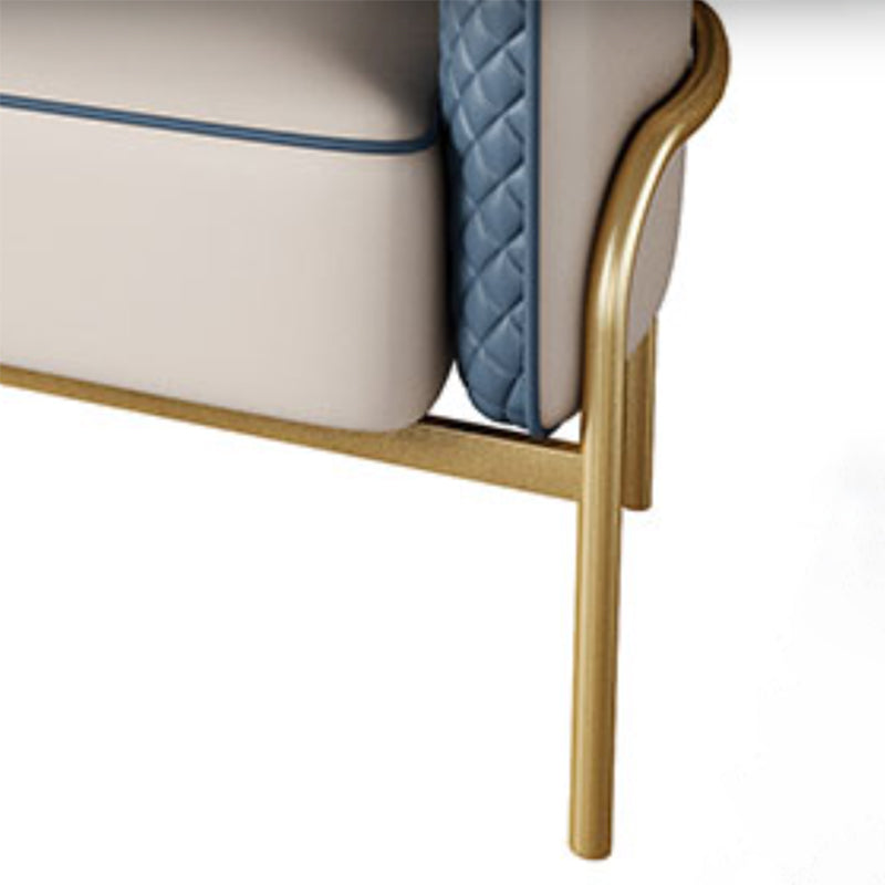 Moderne faux lederen bank met kussen terug voor woonkamer bank