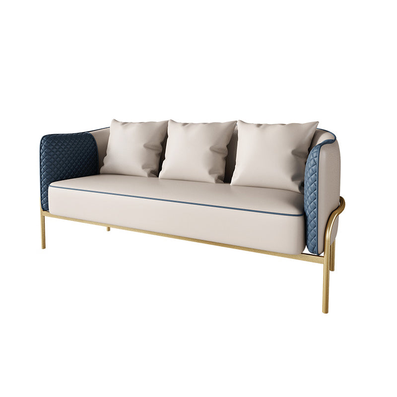 Moderne faux lederen bank met kussen terug voor woonkamer bank