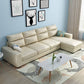 Square Arm 4-Seater Sofa & Chaise 106.3" W Linen/Faux Leather Cushions Sofa