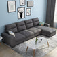 Square Arm 4-Seater Sofa & Chaise 106.3" W Linen/Faux Leather Cushions Sofa
