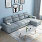Square Arm 4-Seater Sofa & Chaise 106.3" W Linen/Faux Leather Cushions Sofa