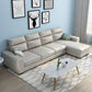 Square Arm 4-Seater Sofa & Chaise 106.3" W Linen/Faux Leather Cushions Sofa