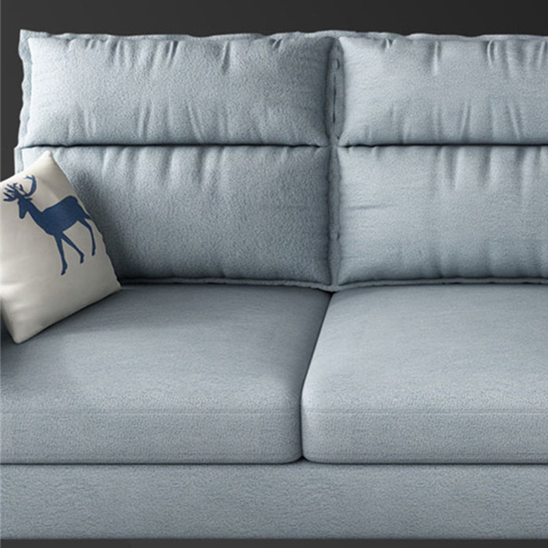 Square Arm 4-Seater Sofa & Chaise 106.3" W Linen/Faux Leather Cushions Sofa