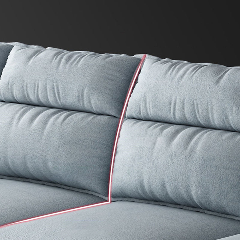 Square Arm 4-Seater Sofa & Chaise 106.3" W Linen/Faux Leather Cushions Sofa