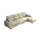 Square Arm 4-Seater Sofa & Chaise 106.3" W Linen/Faux Leather Cushions Sofa