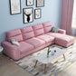 Square Arm 4-Seater Sofa & Chaise 106.3" W Linen/Faux Leather Cushions Sofa