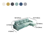 Square Arm 4-Seater Sofa & Chaise 106.3" W Linen/Faux Leather Cushions Sofa