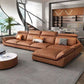 Modern 3/4-Seater Faux Leather Sofa & Chaise 68.9" D Pillow Top Arm Sofa