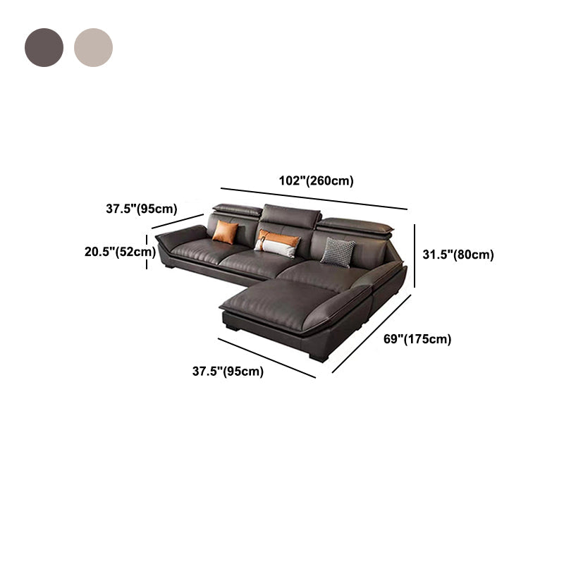 Modern 3/4-Seater Faux Leather Sofa & Chaise 68.9" D Pillow Top Arm Sofa Clearhalo 'furn' 'furn_sectionals' 'Furniture' 'Living Room Furniture' 'Sectionals' 5702049