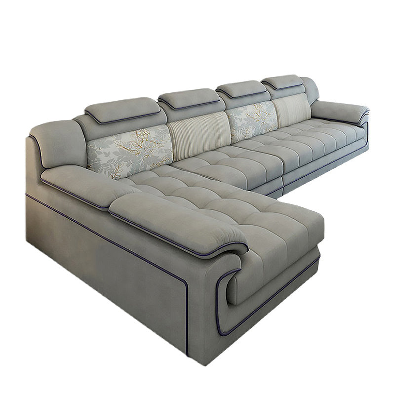 Grey Traditional Sectional Washable Pillow Top Arm Sectional for Living Room
