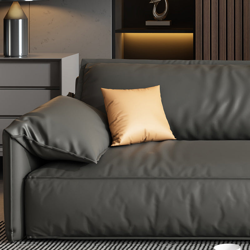 黒い本物の革のクッションバックセクション70 "木材の固定セクション