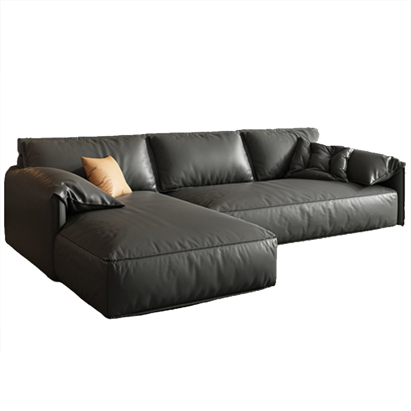 黒い本物の革のクッションバックセクション70 "木材の固定セクション