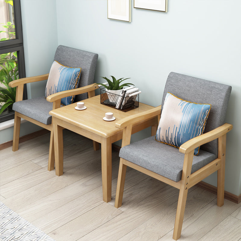 Nordic Style Wood Armrest Cushion Back Solid Wood Frame Arm Chair
