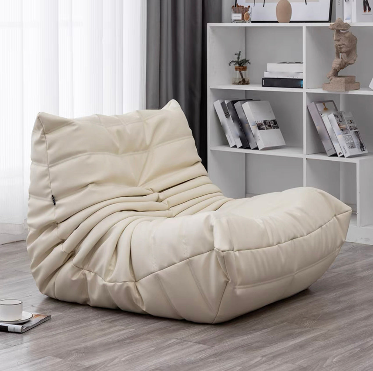 Modern Style Handless Imitation Leather Cushioned Parsons Chair Beige 1 Piece Clearhalo 'Accent Chairs' 'accent_chairs' 'Chairs & Seating' 'furn' 'furn_accent_chairs' 'Furniture' 'Living Room Furniture' 5702338