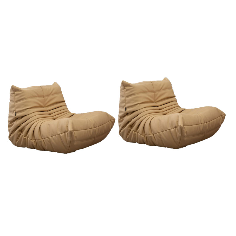 Modern Style Handless Imitation Leather Cushioned Parsons Chair Yellow 2 Piece Set Clearhalo 'Accent Chairs' 'accent_chairs' 'Chairs & Seating' 'furn' 'furn_accent_chairs' 'Furniture' 'Living Room Furniture' 5702343