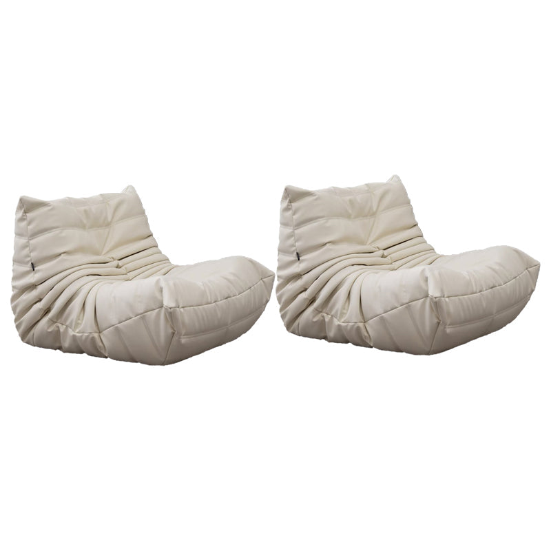 Modern Style Handless Imitation Leather Cushioned Parsons Chair Beige 2 Piece Set Clearhalo 'Accent Chairs' 'accent_chairs' 'Chairs & Seating' 'furn' 'furn_accent_chairs' 'Furniture' 'Living Room Furniture' 5702345