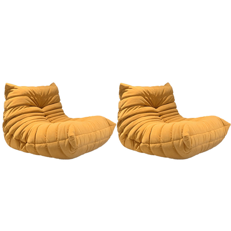 Modern Style Handless Imitation Leather Cushioned Parsons Chair Lemon Yellow 2 Piece Set Clearhalo 'Accent Chairs' 'accent_chairs' 'Chairs & Seating' 'furn' 'furn_accent_chairs' 'Furniture' 'Living Room Furniture' 5702346