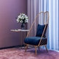 Glam Style Armless Gold Metal Chair with Parsons Chair Pillow