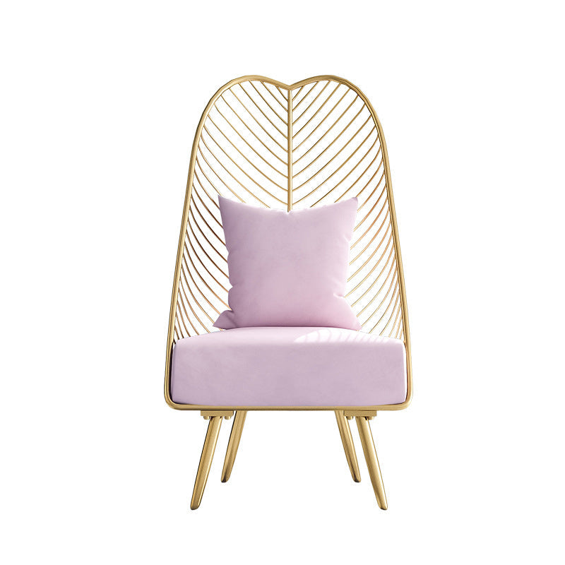 Glam Style Armless Gold Metal Chair with Parsons Chair Pillow