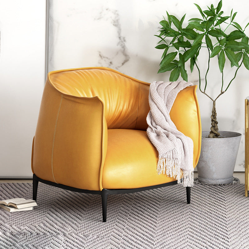 Contemporary 33.46"Wide Faux Leather Fixed Back Sponge Arm Chair