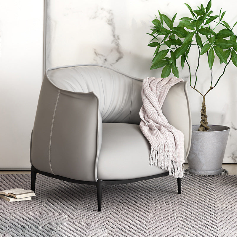 Contemporary 33.46"Wide Faux Leather Fixed Back Sponge Arm Chair