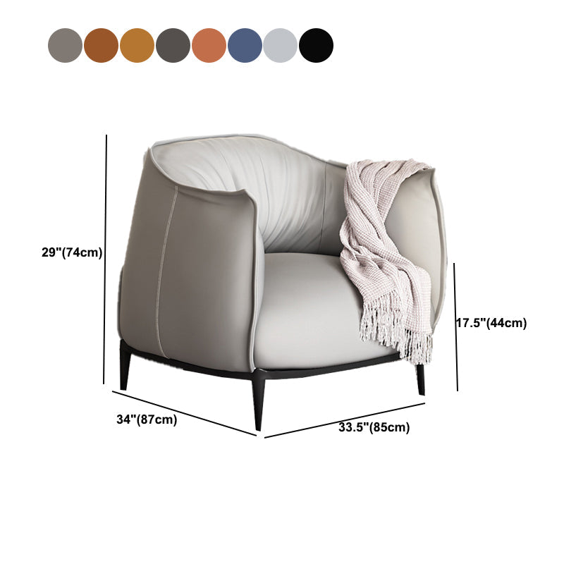 Contemporary 33.46"Wide Faux Leather Fixed Back Sponge Arm Chair