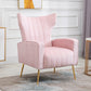 Scandinavian 30"Wide Sewn Pillow Back Square Arm Wingback Chair Light Pink 1 Piece Clearhalo 'Accent Chairs' 'accent_chairs' 'Chairs & Seating' 'furn' 'furn_accent_chairs' 'Furniture' 'Living Room Furniture' 5702459