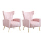 Scandinavian 30"Wide Sewn Pillow Back Square Arm Wingback Chair Light Pink 2 Piece Set Clearhalo 'Accent Chairs' 'accent_chairs' 'Chairs & Seating' 'furn' 'furn_accent_chairs' 'Furniture' 'Living Room Furniture' 5702460