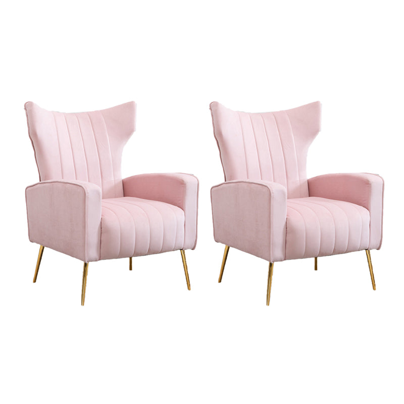 Scandinavian 30"Wide Sewn Pillow Back Square Arm Wingback Chair Light Pink 2 Piece Set Clearhalo 'Accent Chairs' 'accent_chairs' 'Chairs & Seating' 'furn' 'furn_accent_chairs' 'Furniture' 'Living Room Furniture' 5702460