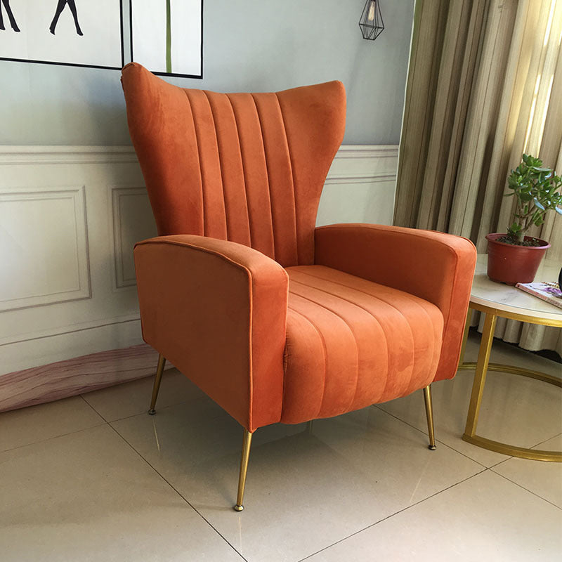 Scandinavian 30"Wide Sewn Pillow Back Square Arm Wingback Chair Orange 1 Piece Clearhalo 'Accent Chairs' 'accent_chairs' 'Chairs & Seating' 'furn' 'furn_accent_chairs' 'Furniture' 'Living Room Furniture' 5702462