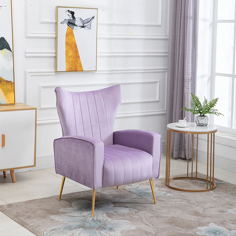 Scandinavian 30"Wide Sewn Pillow Back Square Arm Wingback Chair Purple 1 Piece Clearhalo 'Accent Chairs' 'accent_chairs' 'Chairs & Seating' 'furn' 'furn_accent_chairs' 'Furniture' 'Living Room Furniture' 5702463
