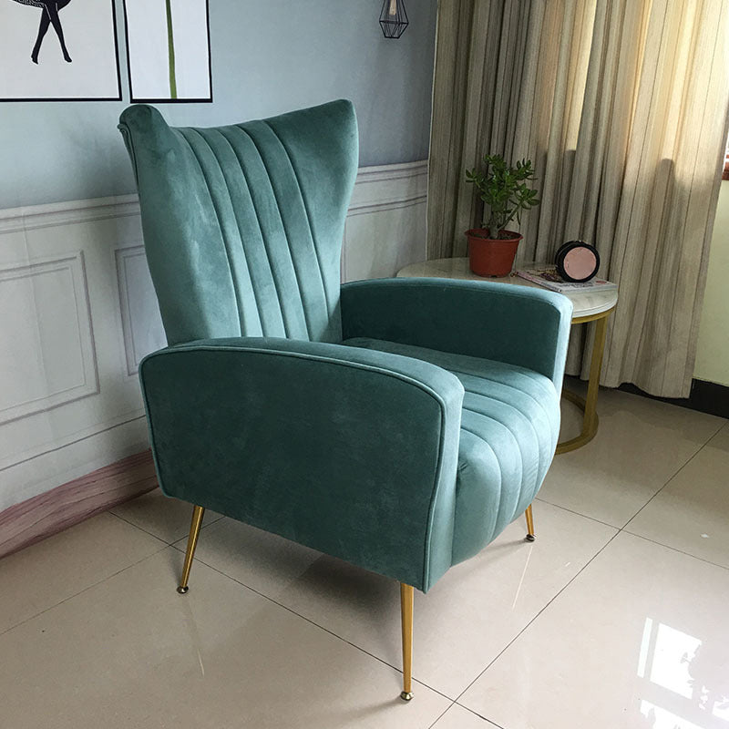 Scandinavian 30"Wide Sewn Pillow Back Square Arm Wingback Chair Peacock Blue 1 Piece Clearhalo 'Accent Chairs' 'accent_chairs' 'Chairs & Seating' 'furn' 'furn_accent_chairs' 'Furniture' 'Living Room Furniture' 5702465