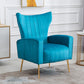 Scandinavian 30"Wide Sewn Pillow Back Square Arm Wingback Chair Lake Blue 1 Piece Clearhalo 'Accent Chairs' 'accent_chairs' 'Chairs & Seating' 'furn' 'furn_accent_chairs' 'Furniture' 'Living Room Furniture' 5702470