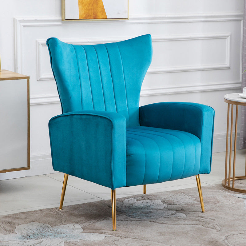 Scandinavian 30"Wide Sewn Pillow Back Square Arm Wingback Chair Lake Blue 1 Piece Clearhalo 'Accent Chairs' 'accent_chairs' 'Chairs & Seating' 'furn' 'furn_accent_chairs' 'Furniture' 'Living Room Furniture' 5702470