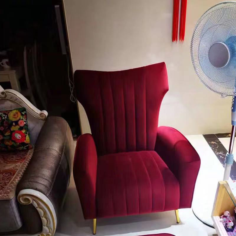 Scandinavian 30"Wide Sewn Pillow Back Square Arm Wingback Chair Burgundy 1 Piece Clearhalo 'Accent Chairs' 'accent_chairs' 'Chairs & Seating' 'furn' 'furn_accent_chairs' 'Furniture' 'Living Room Furniture' 5702474