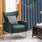 Scandinavian 30"Wide Sewn Pillow Back Square Arm Wingback Chair Blackish Green 1 Piece Clearhalo 'Accent Chairs' 'accent_chairs' 'Chairs & Seating' 'furn' 'furn_accent_chairs' 'Furniture' 'Living Room Furniture' 5702477